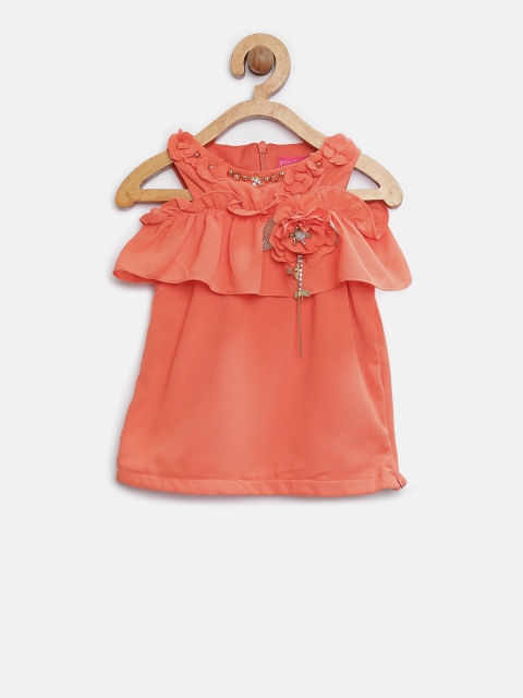 

Tiny Girl Girls Orange Solid Cold-Shoulder Top