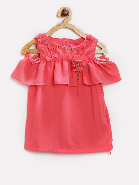 

Tiny Girl Girls Pink Solid Cold-Shoulder Top