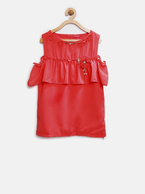 

Tiny Girl Girls Red Solid Cold-Shoulder Top