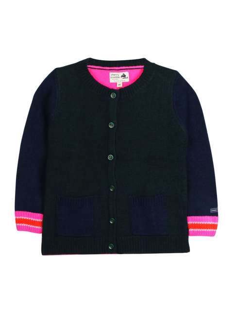 

Cherry Crumble Unisex Black & Pink Solid Cardigan