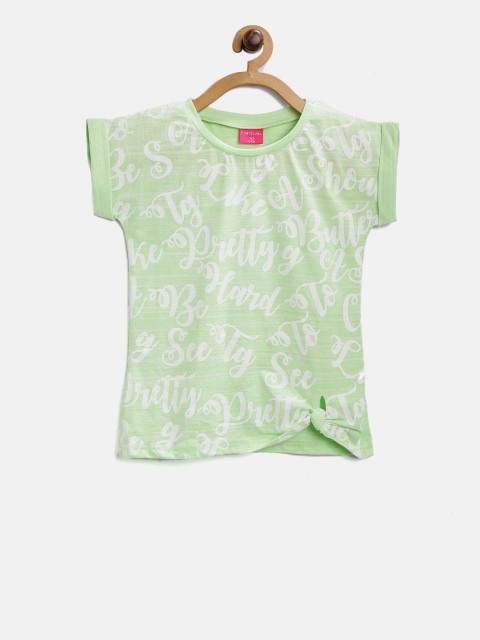 

Tiny Girl Girls Green & White Printed Top