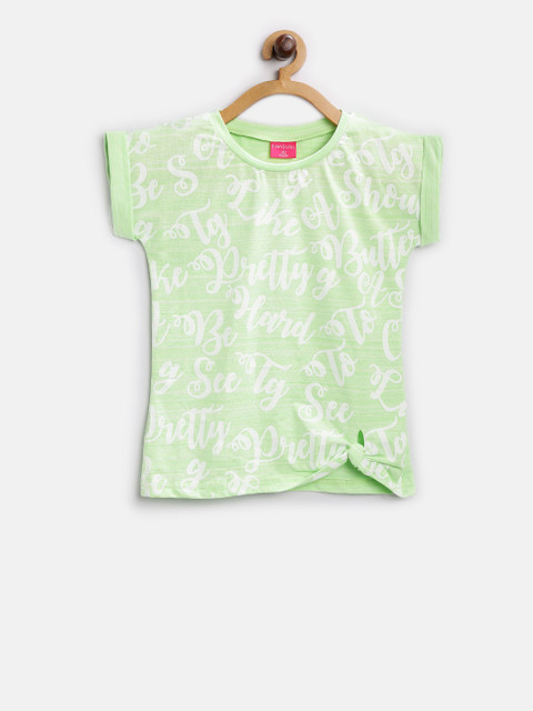 

Tiny Girl Girls Green & White Printed Top
