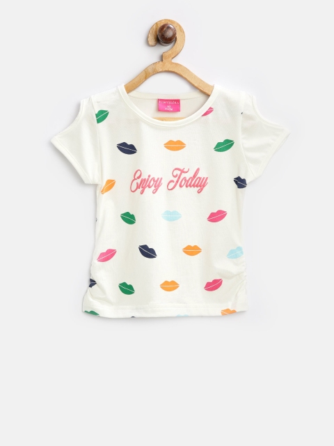 

Tiny Girl Girls White Printed Cold-Shoulder Top