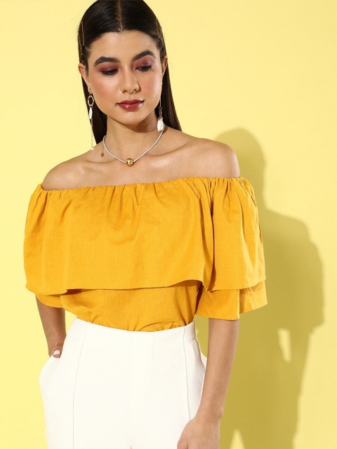 

VANCA ECO Yellow Off-Shoulder Bardot Top