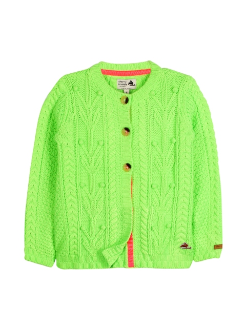

Cherry Crumble Unisex Green Self-Design Cardigan