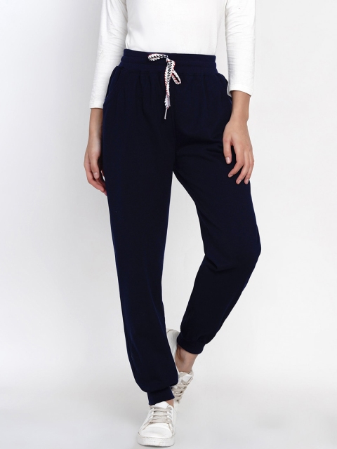 

FABNEST Women Navy Blue Solid Cotton Relaxed Fit Joggers