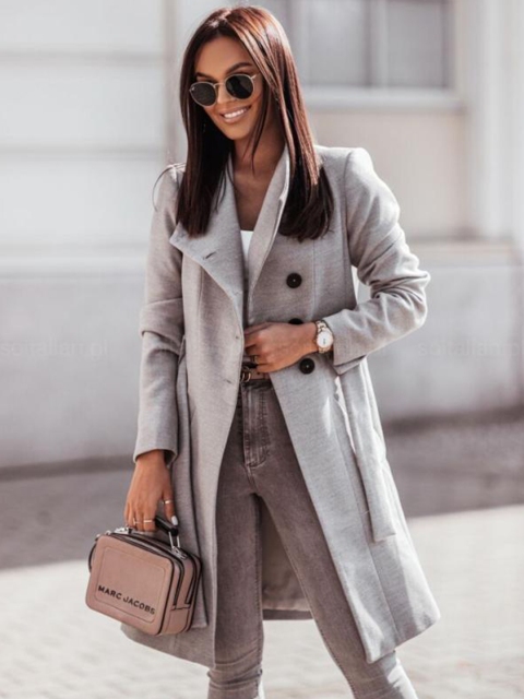 

BoStreet Women Grey Longline Open Front Jacket