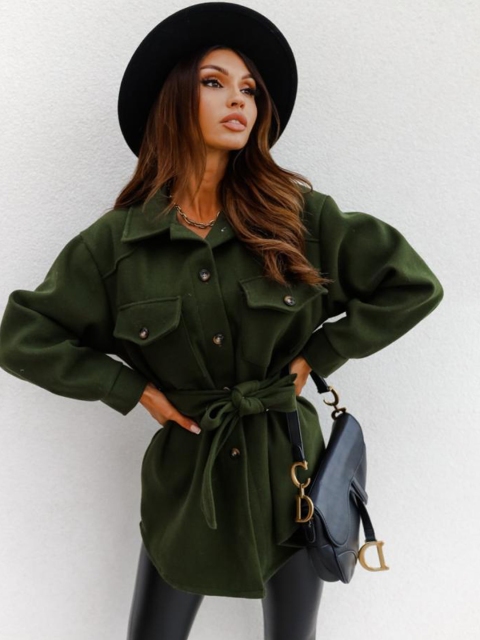 

BoStreet Women Green Longline Cape Jacket