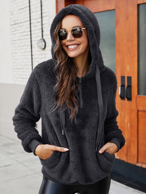 

BoStreet Women Black Hooded Pullover
