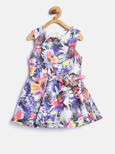 

Tiny Girl Girls Multicoloured Floral Printed Fit & Flare Dress, Multi