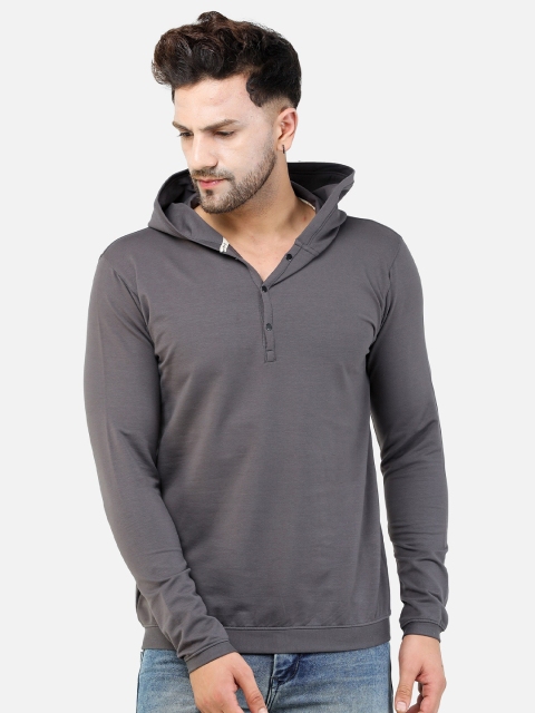 

COLVYNHARRIS JEANS Men Grey Hooded Pullover