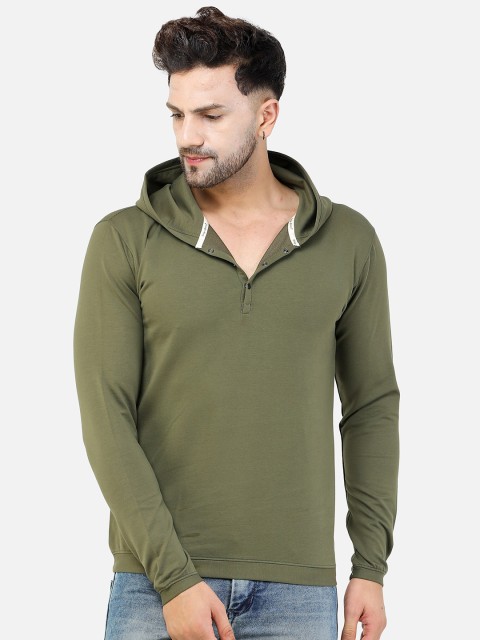 

COLVYNHARRIS JEANS Men Green Hooded Pullover