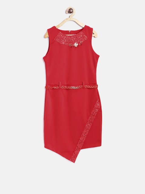

Tiny Girl Red Solid Sheath Dress