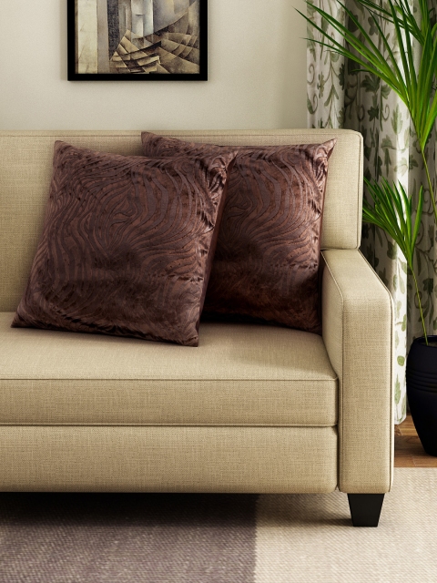 

HOUZZCODE Set of 2 Brown Patterned 16" x 16" Square Cushion Covers