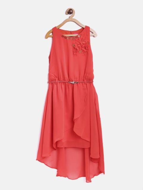 

Tiny Girl Girls Red Solid Layered High-Low Fit & Flare Dress