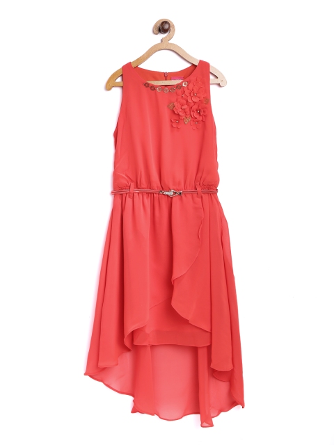 

Tiny Girl Girls Red Solid Layered High-Low Fit & Flare Dress