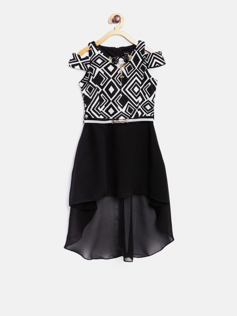 

Tiny Girl Black & White Monochrome Printed Fit & Flare Dress