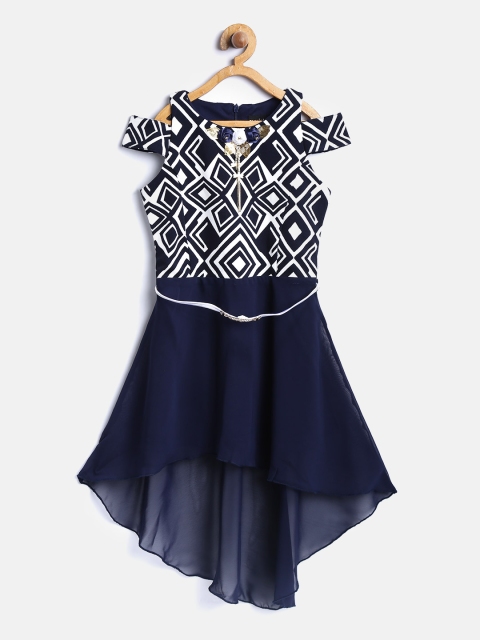 

Tiny Girl Navy & White Printed A-Line Dress, Navy blue