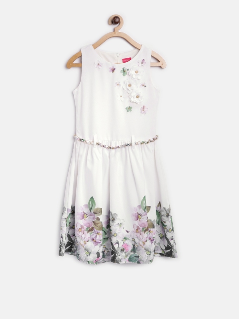 

Tiny Girl Girls White Floral Print Fit & Flare Dress