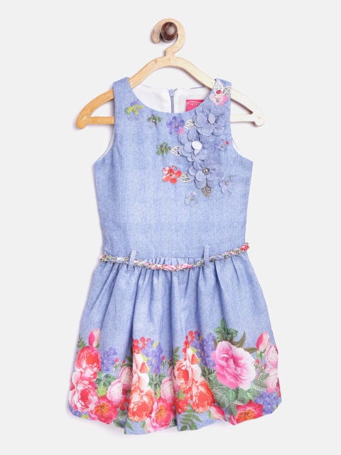 

Tiny Girl Girls Blue Floral Print Fit & Flare Dress