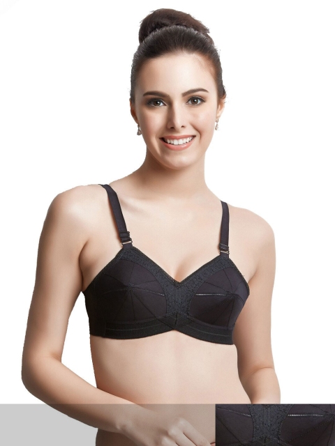 

Libertina Black Pack Of 2 Non Padded & Non Wired Solid Cotton Bra