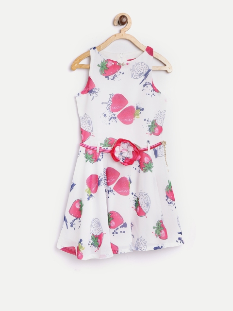 

Tiny Girl Girls White & Pink Strawberry Print Fit & Flare Dress