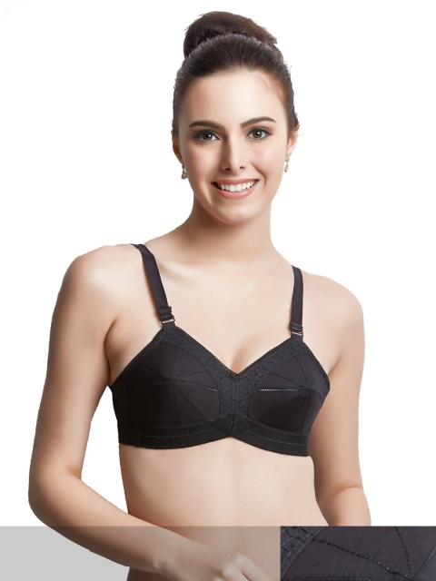 

Libertina Pack Of 2 Black Non Padded Cotton Bra