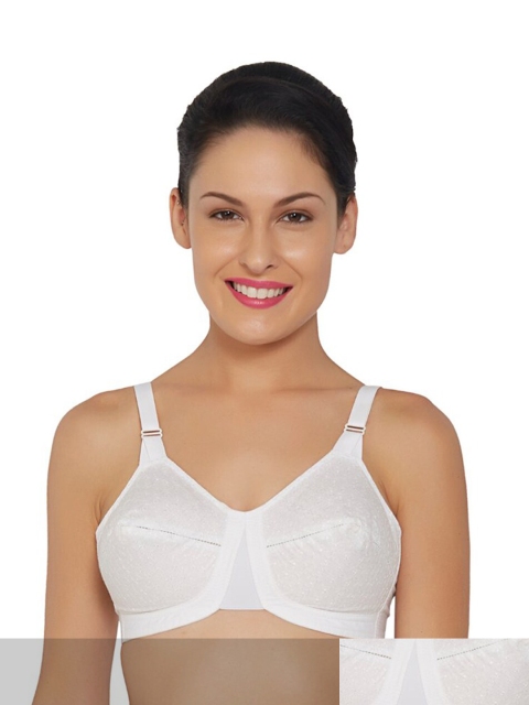 

Libertina Women Pack Of 2 White Solid Non Padded Cotton Strap Bra