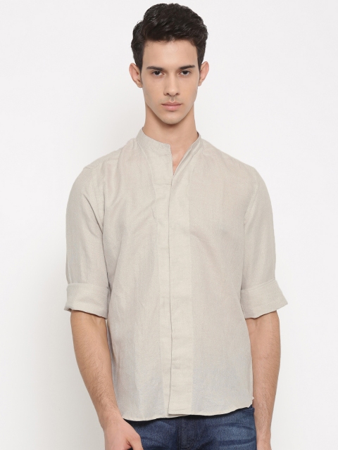 

Lombard Men Beige Slim Fit Self Design Casual Shirt