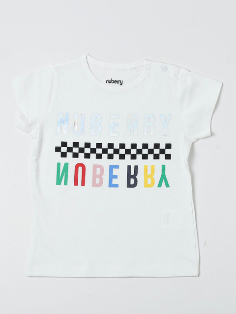 

Nuberry Boys White Typography Printed Cotton T-shirt