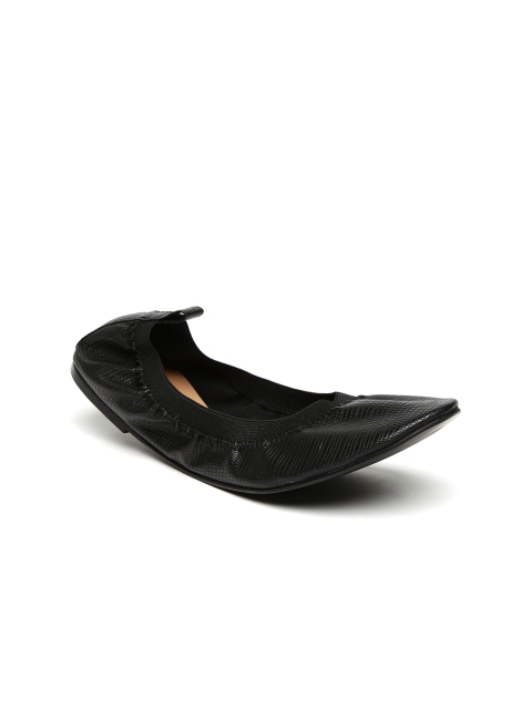 

Carlton London Women Black Solid Leather Ballerinas