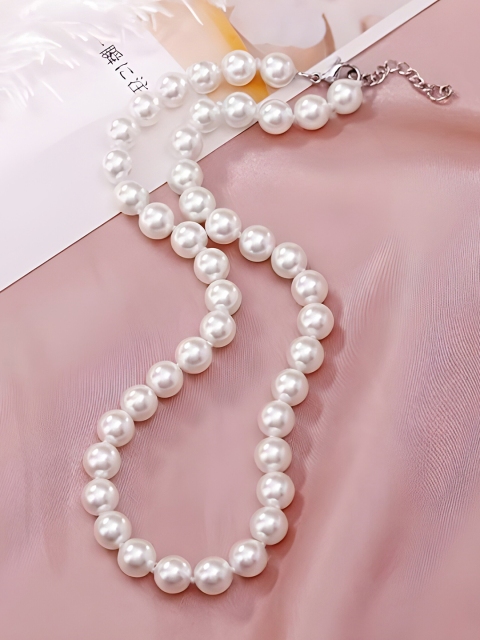 

ANNA CREATIONS Women Pearl Studded Jewellery Set, White