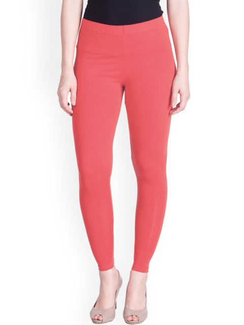 

LYRA Women Peach Coloured Solid Ankle Length Leggings