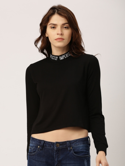

Ms.Taken by Kriti Sanon Women Black Solid Crop Sweatshirt