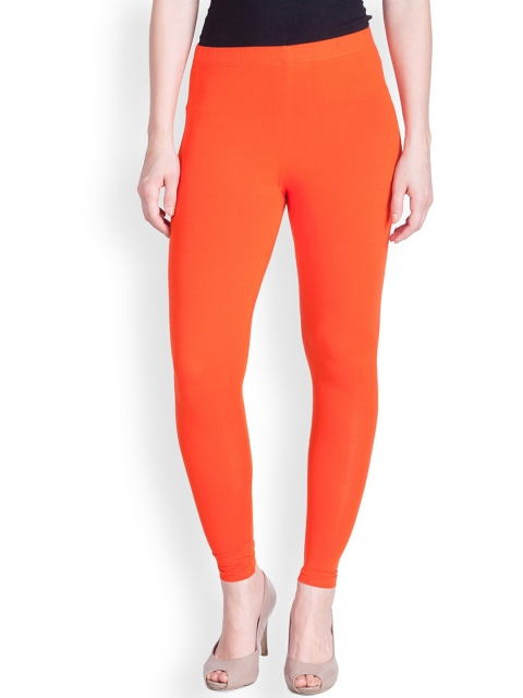 

LYRA Women Orange Solid Churidar Length Leggings