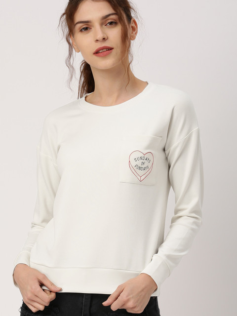 

Ms.Taken by Kriti Sanon Women Cream-Coloured Solid Sweatshirt