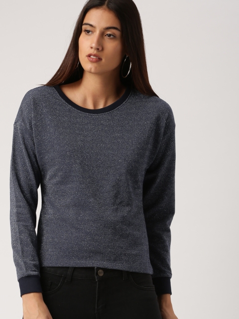 

Ms.Taken by Kriti Sanon Women Navy Self Design Sweatshirt, Navy blue