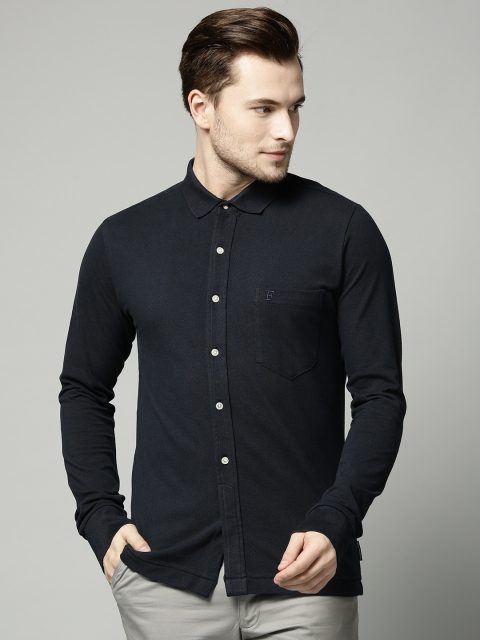 

French Connection Men Navy Solid Casual Shirt, Navy blue