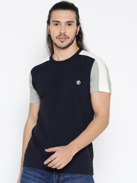 

French Connection Men Navy Blue Solid Round Neck T-shirt