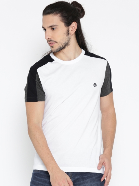 

French Connection Men White Solid Round Neck T-shirt