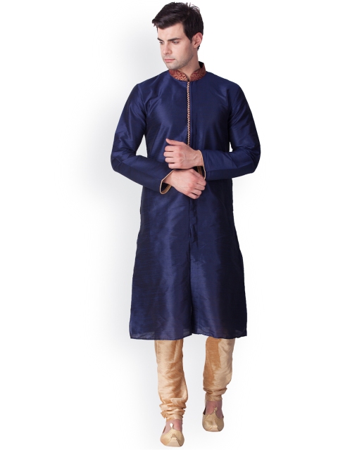 

SYONN Men Blue & Beige Self-Design Kurta with Pyjamas