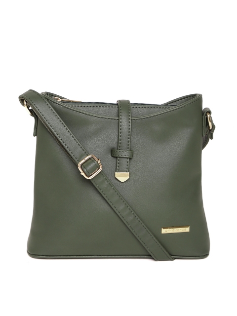 

David Jones Olive Green Solid Sling Bag
