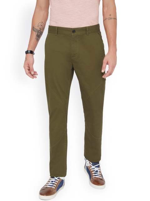 

Breakbounce Men Olive Green Smart Slim Fit Solid Chinos