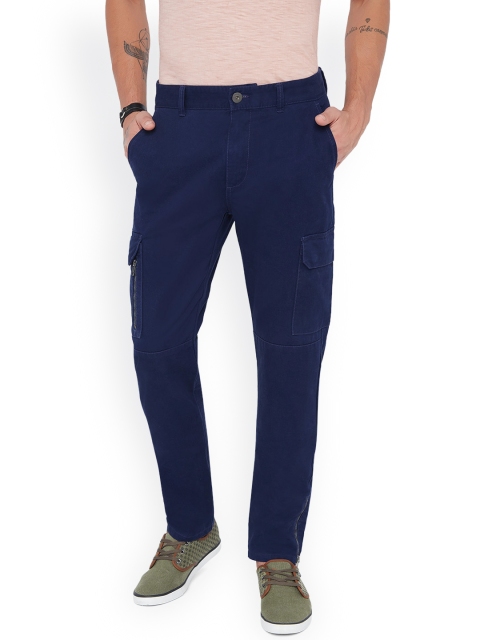 

Breakbounce Men Navy Blue Smart Slim Fit Solid Cargos