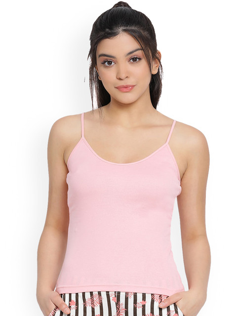 

LYRA Women Pink Solid Cotton Camisole
