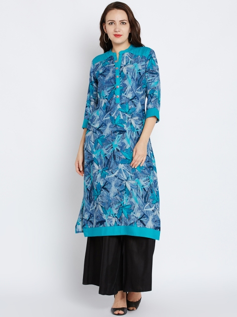 

Shree Women Blue Printed Straight Kurta