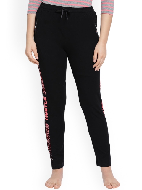 

LYRA Women Black & Peach Graphic Printed Yoga Track Pant