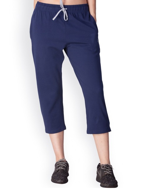 

LYRA Women Navy Blue Solid Three-Forth Length Yoga Track Pant