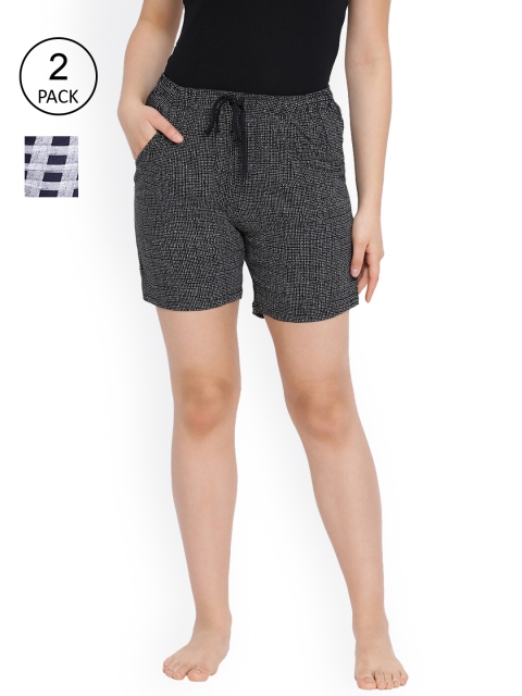 

LYRA Women Pack of 2 Grey & Navy Blue Cotton Shorts