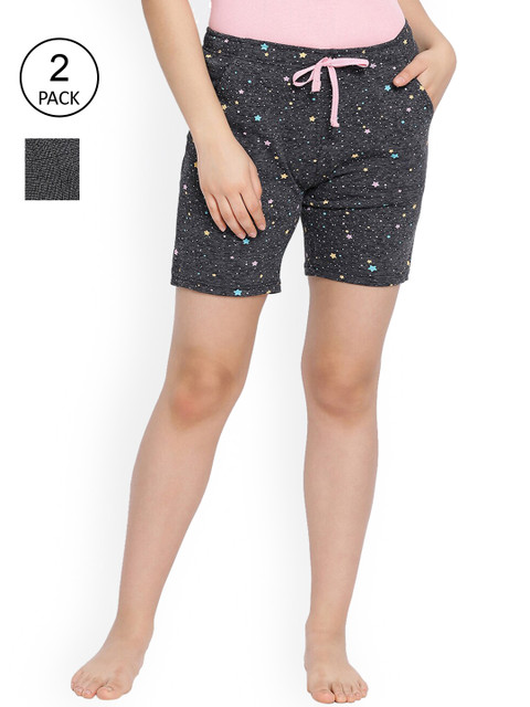 

LYRA Women Pack of 2 Grey Cotton Shorts